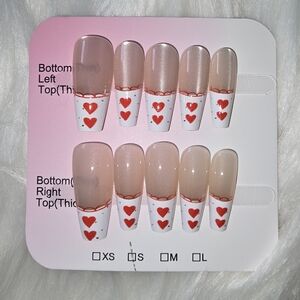 Heart Design Handmade Press-On Nails
